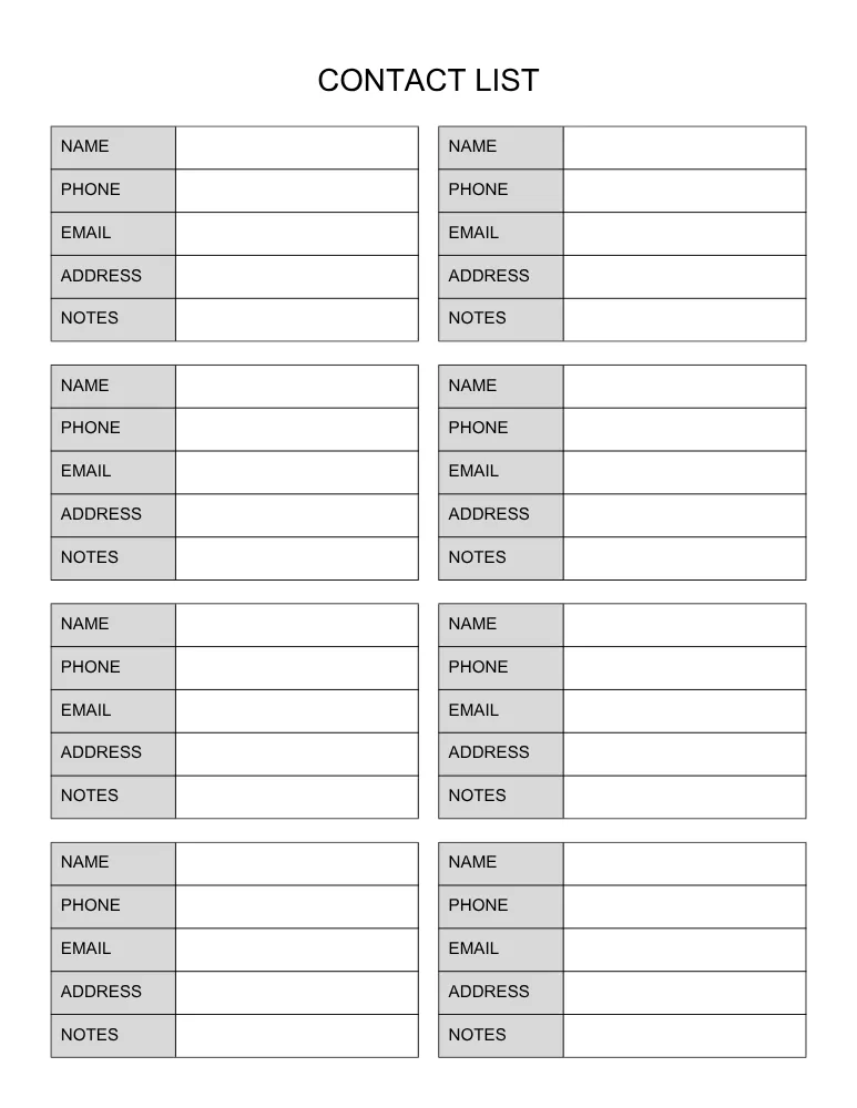Address Book Template 08