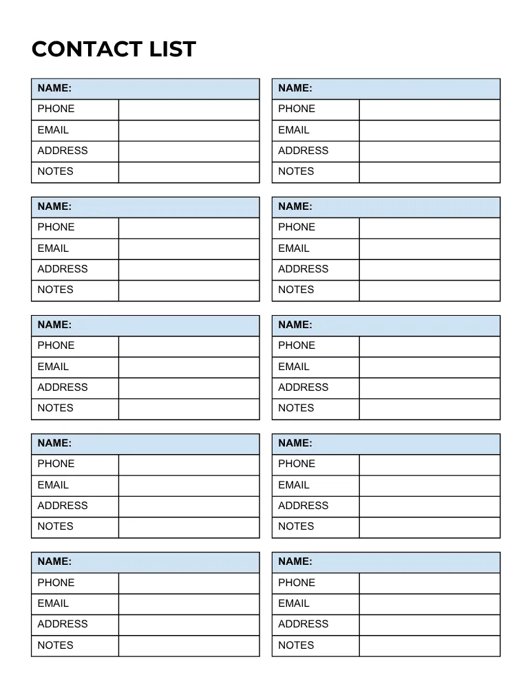Address Book Template 09