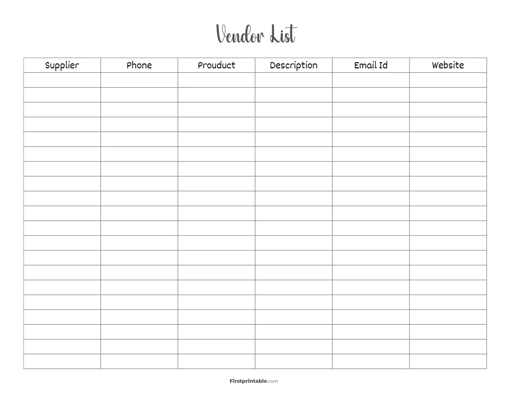 Business Contact List Template 01
