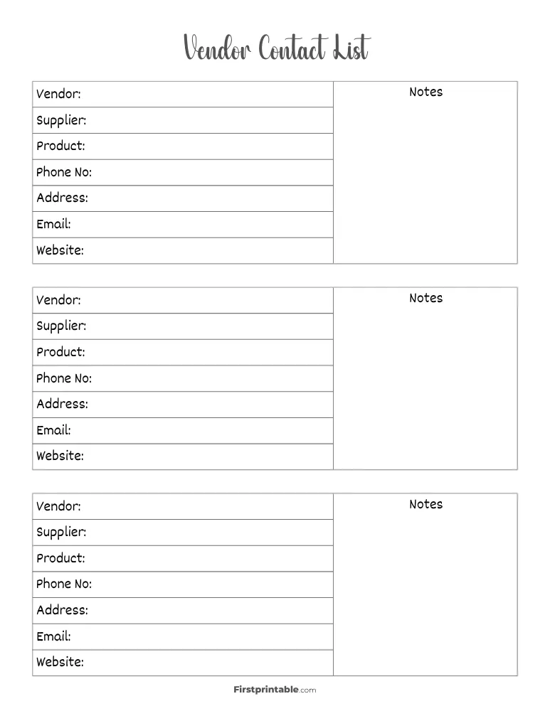 Business Contact List Template 02