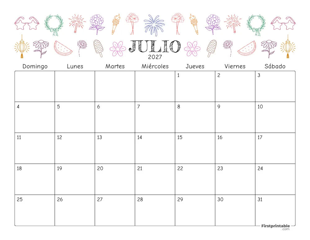 Calendario floral de julio de 2027 01