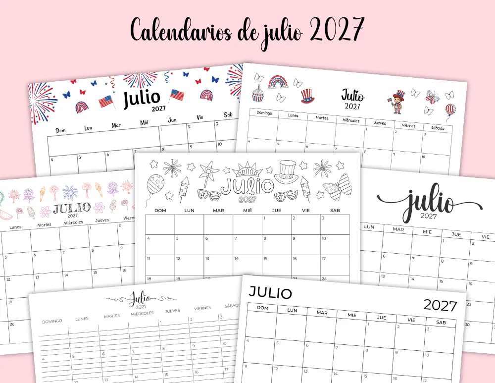 Calendarios imprimibles de julio de 2027