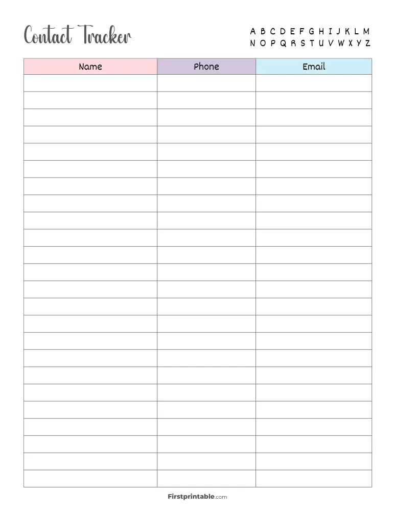 Contact List Template 03