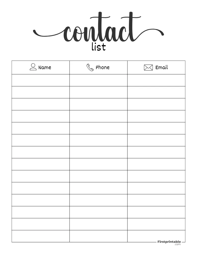 Contact List Template 04