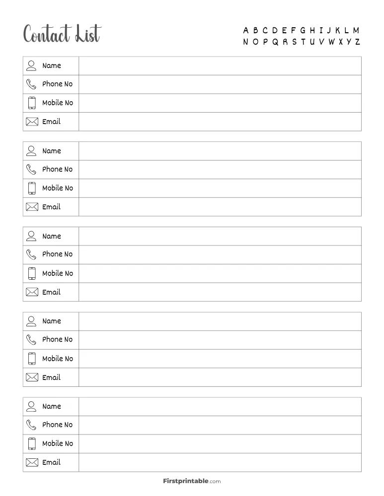 Contact List Template 05