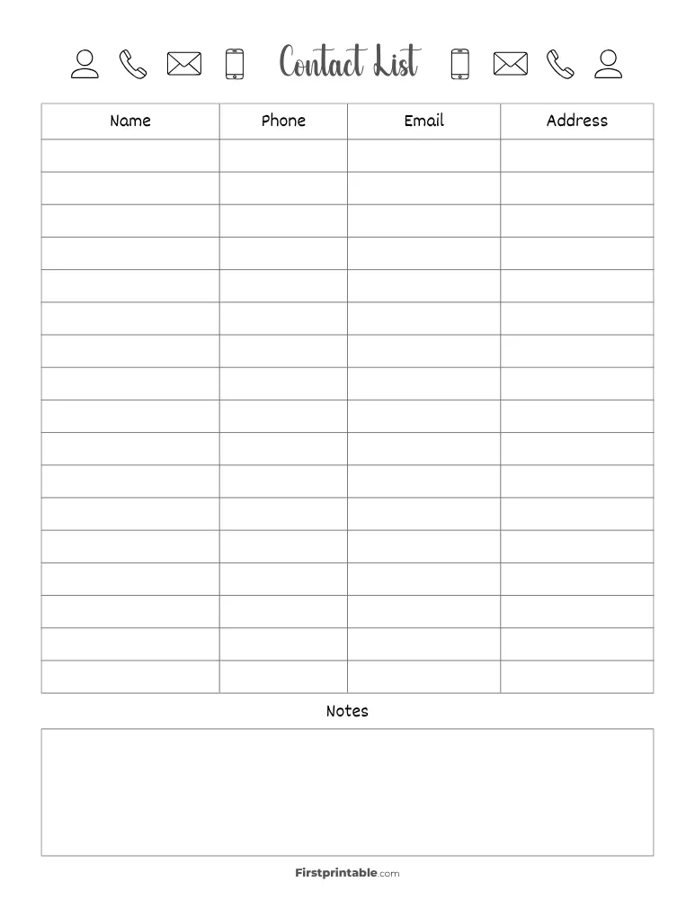 Contact List Template 06