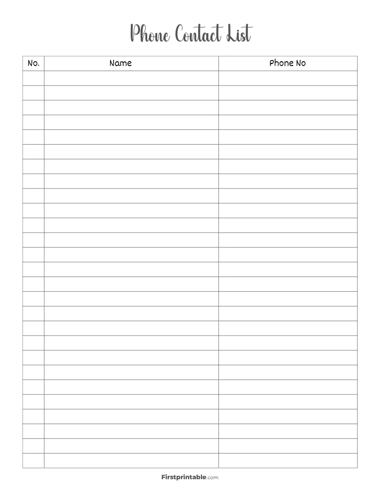 Contact List Template 07
