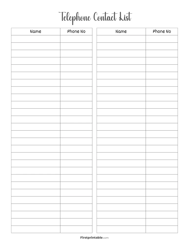 Contact List Template 08