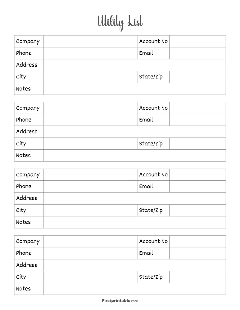 Contact List Template 09