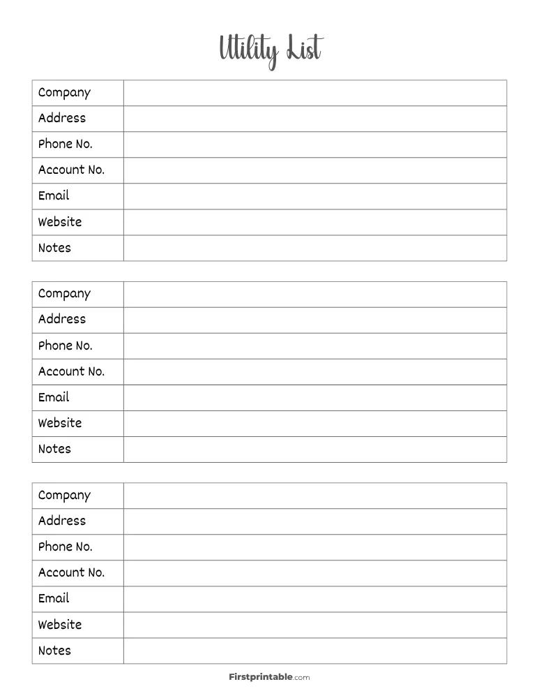 Contact List Template 10