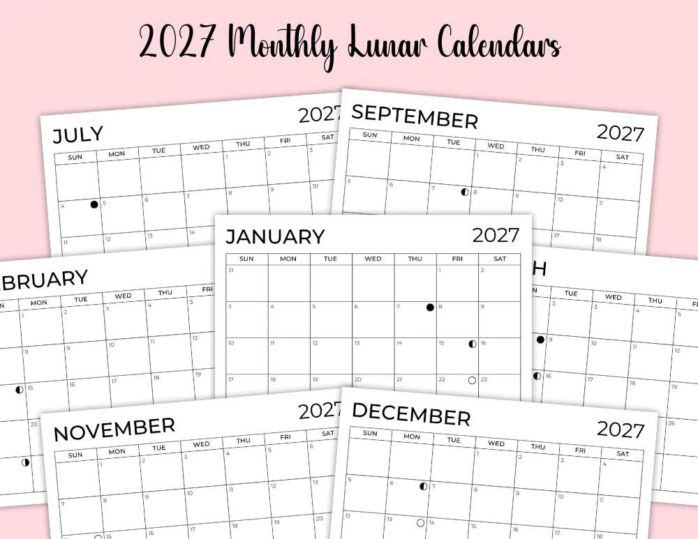 Free Printable 2027 Monthly Lunar Calendar