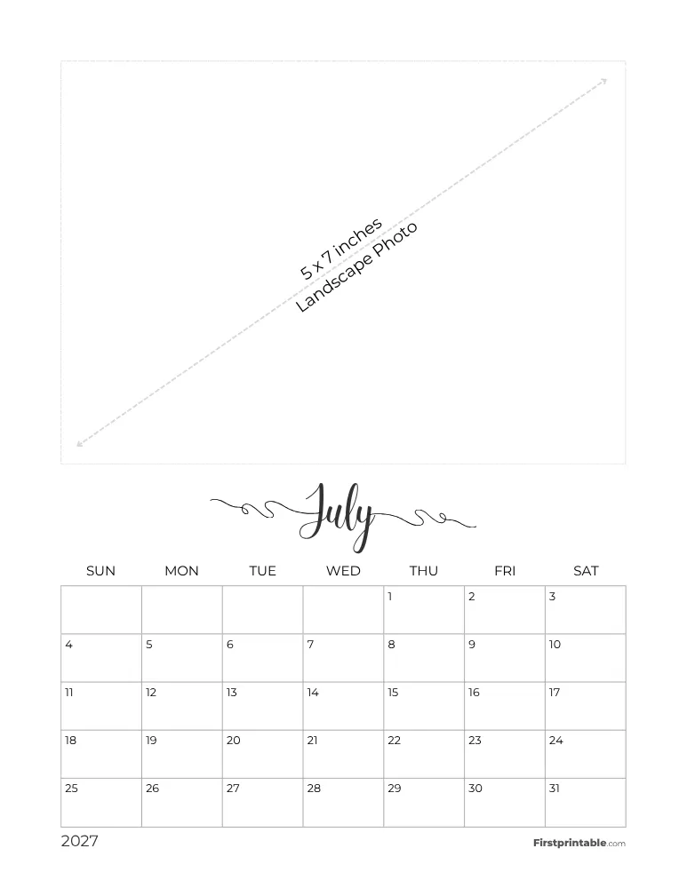 July 2027 Photo Calendar