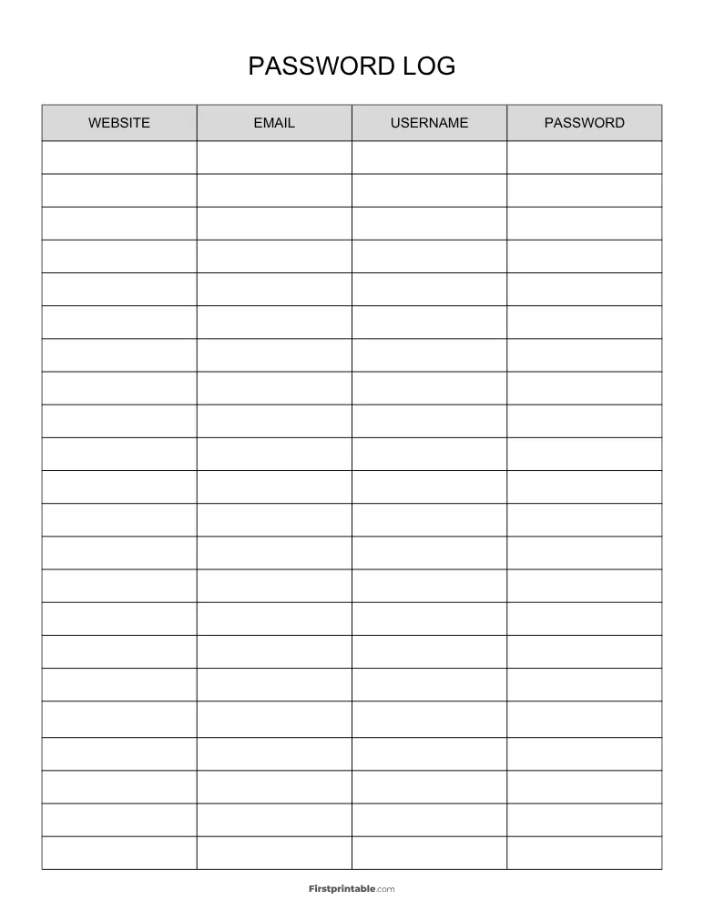 Password Log 20