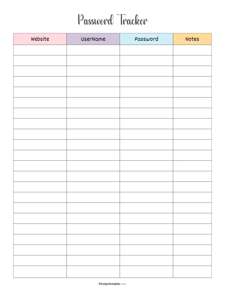 Password Tracker 14