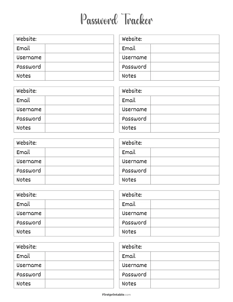 Password Tracker 17