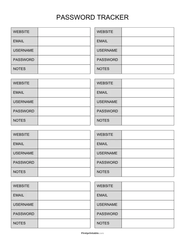 Password Tracker 21