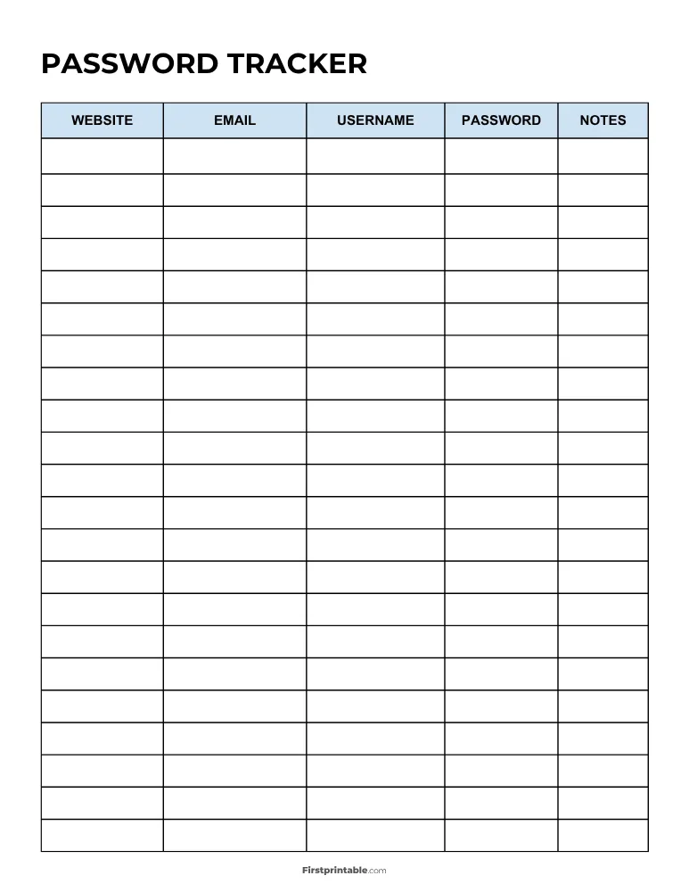 Password Tracker 22