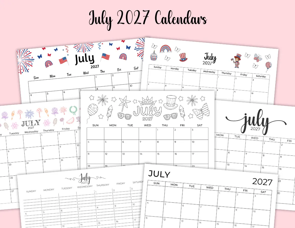 Printable 2027 July Calendar