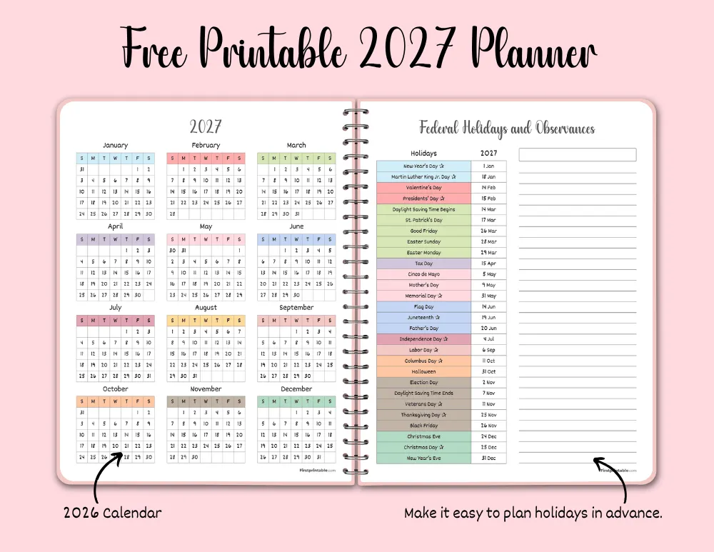 Printable 2027 Planner Printable 2027 Planner