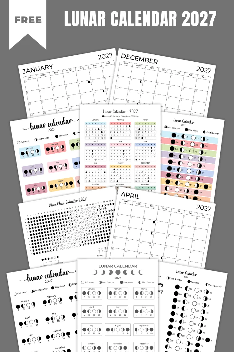 Moon Phase Calendar | 2027 Lunar Calendar