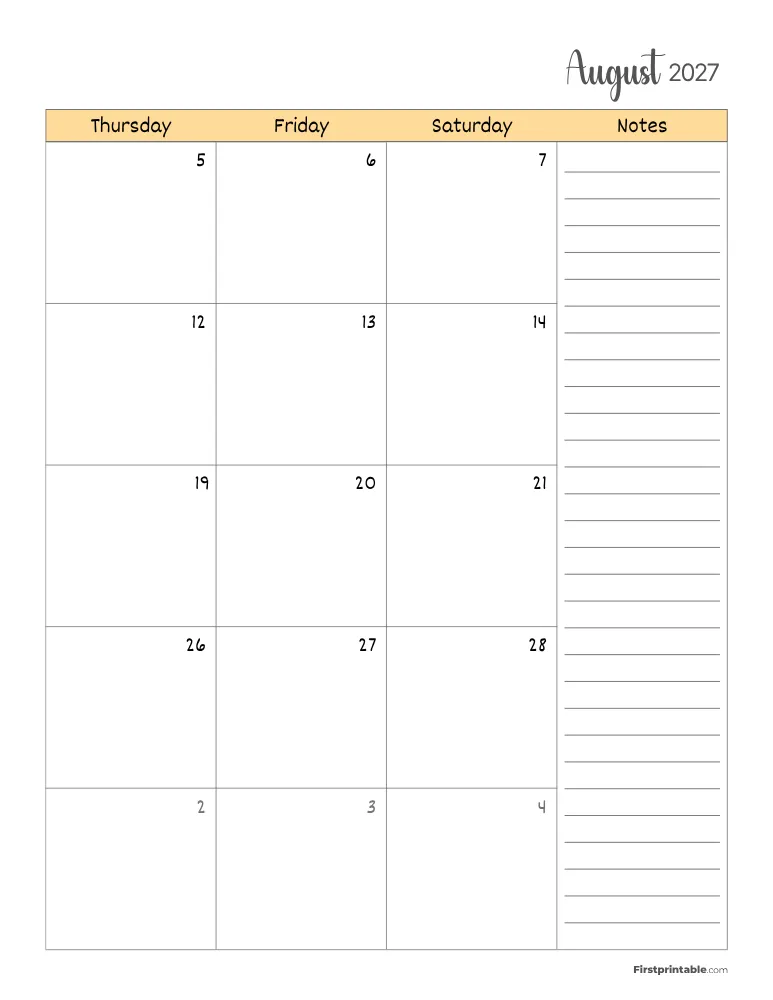 August 2027 Calendar Page 02
