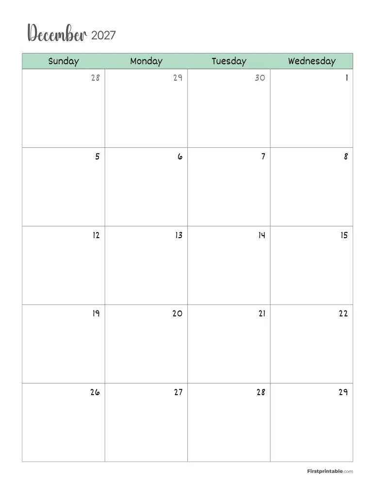 December 2027 Calendar Page 01