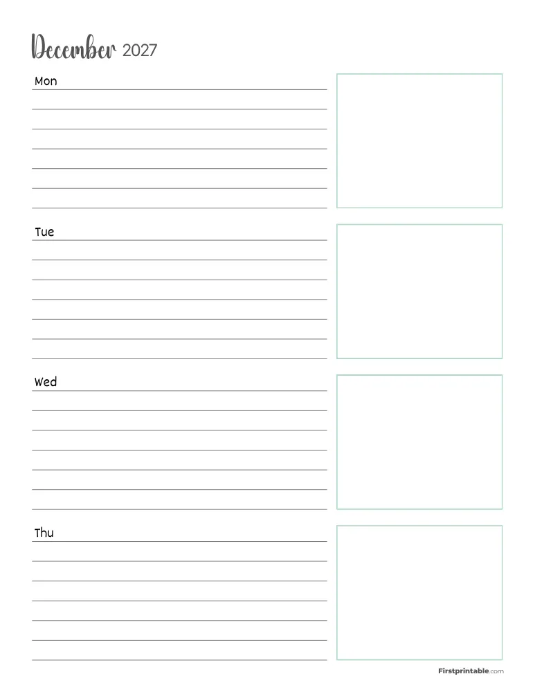 December 2027 - Horizontal Layout 01