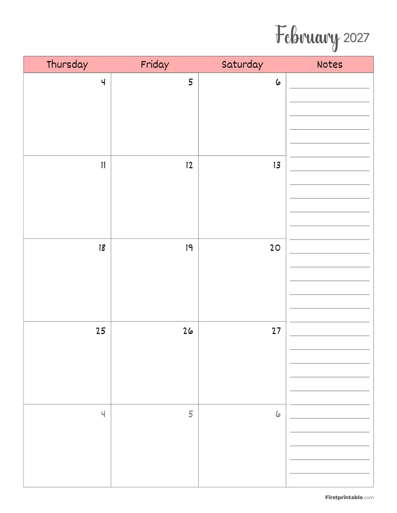 February 2027 Calendar Page 02
