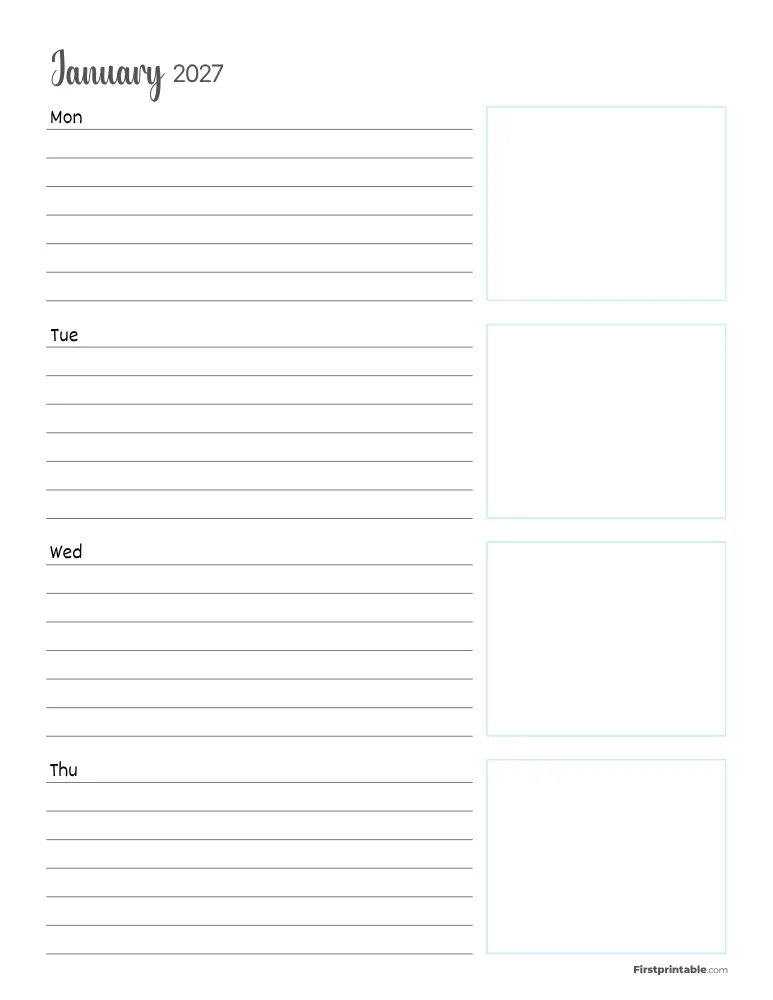 January 2027 - Horizontal Layout 01