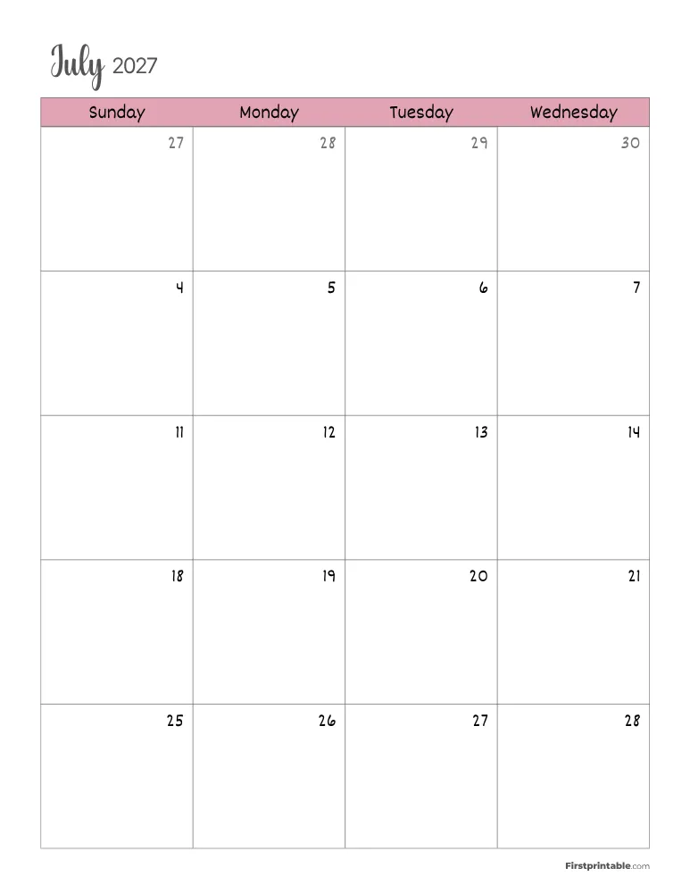 July 2027 Calendar Page 01