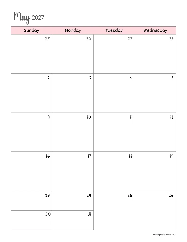 May 2027 Calendar Page 01