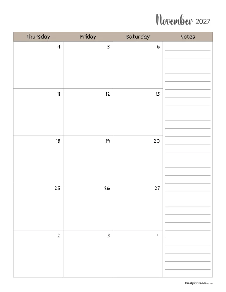 November 2027 Calendar Page 02
