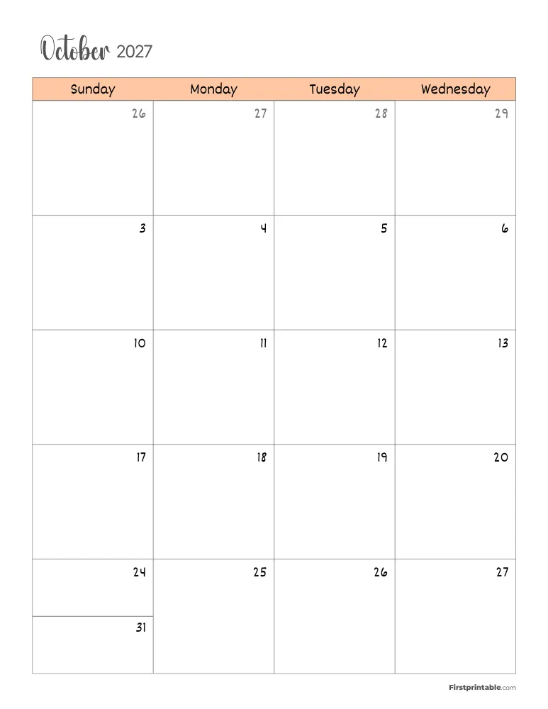 October 2027 Calendar Page 01
