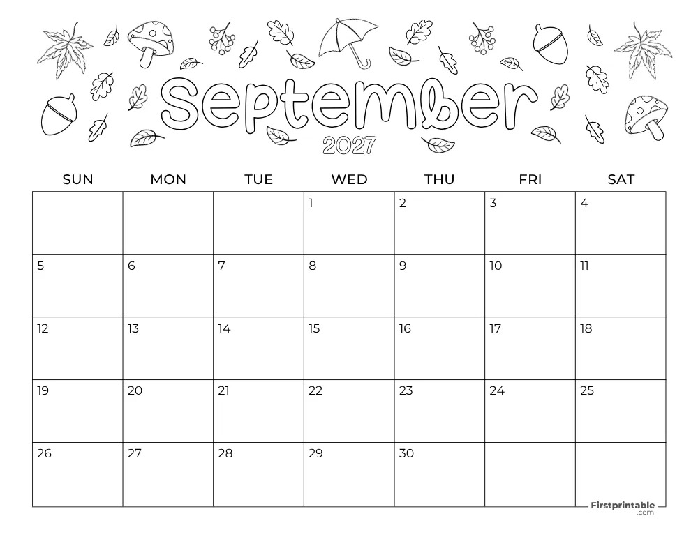 September 2027 Calendar Fall Themed