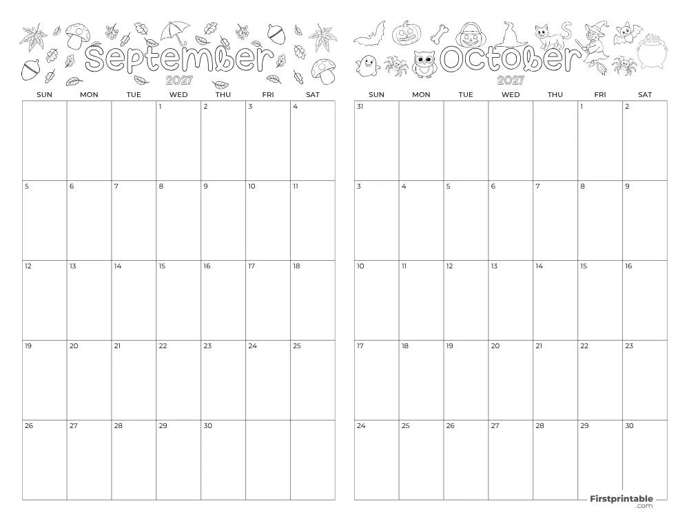 Two Month September October 2027 Calendar Template 04