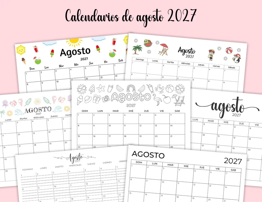 Calendarios imprimibles de agosto de 2027