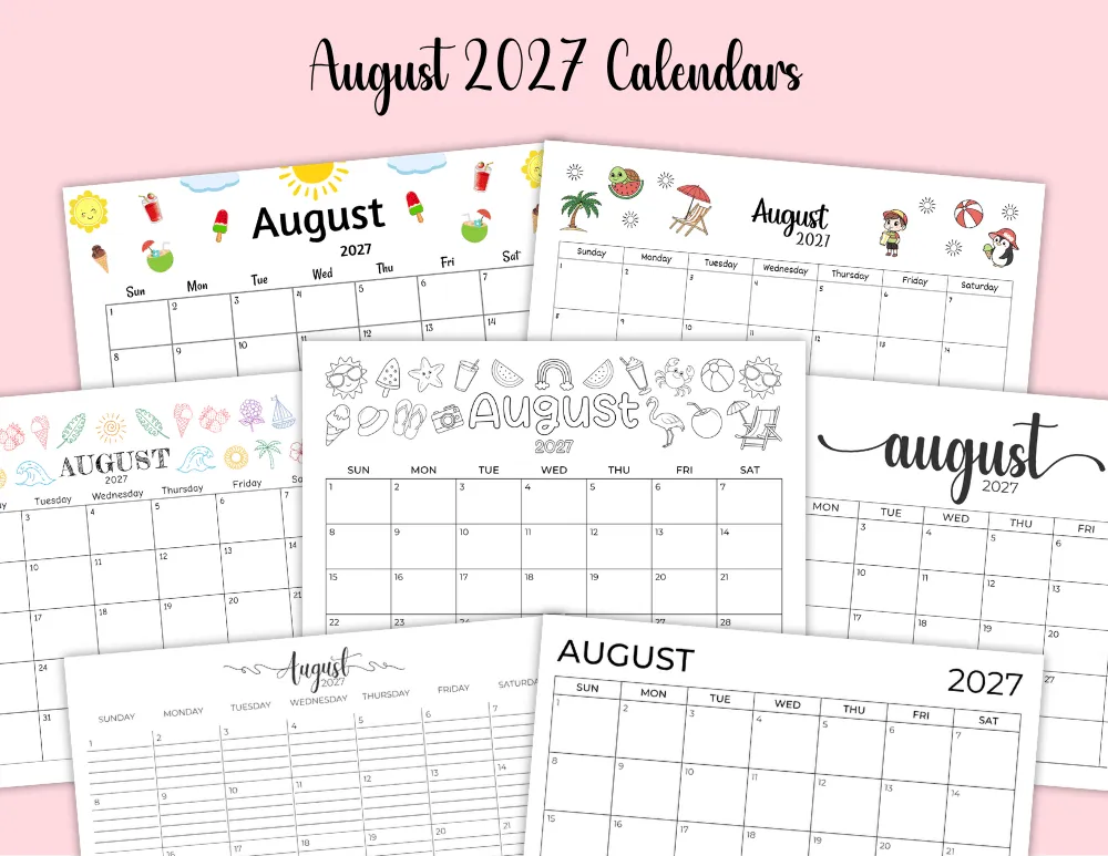 Printable 2027 August Calendar