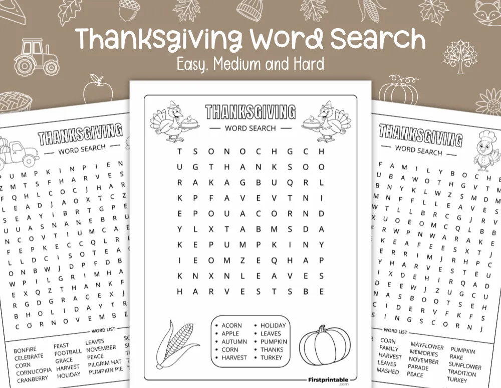 Thanksgiving Word Search