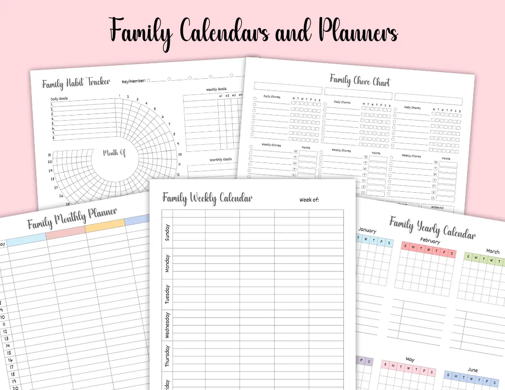 Family Calendars and Planners