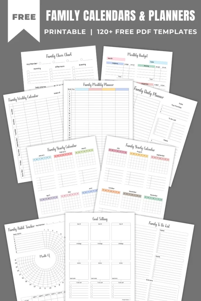 Family Calendars & Planners | Free PDF Printables