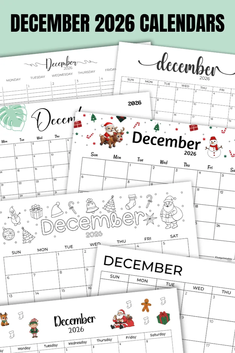Free Printable December 2026 Calendar