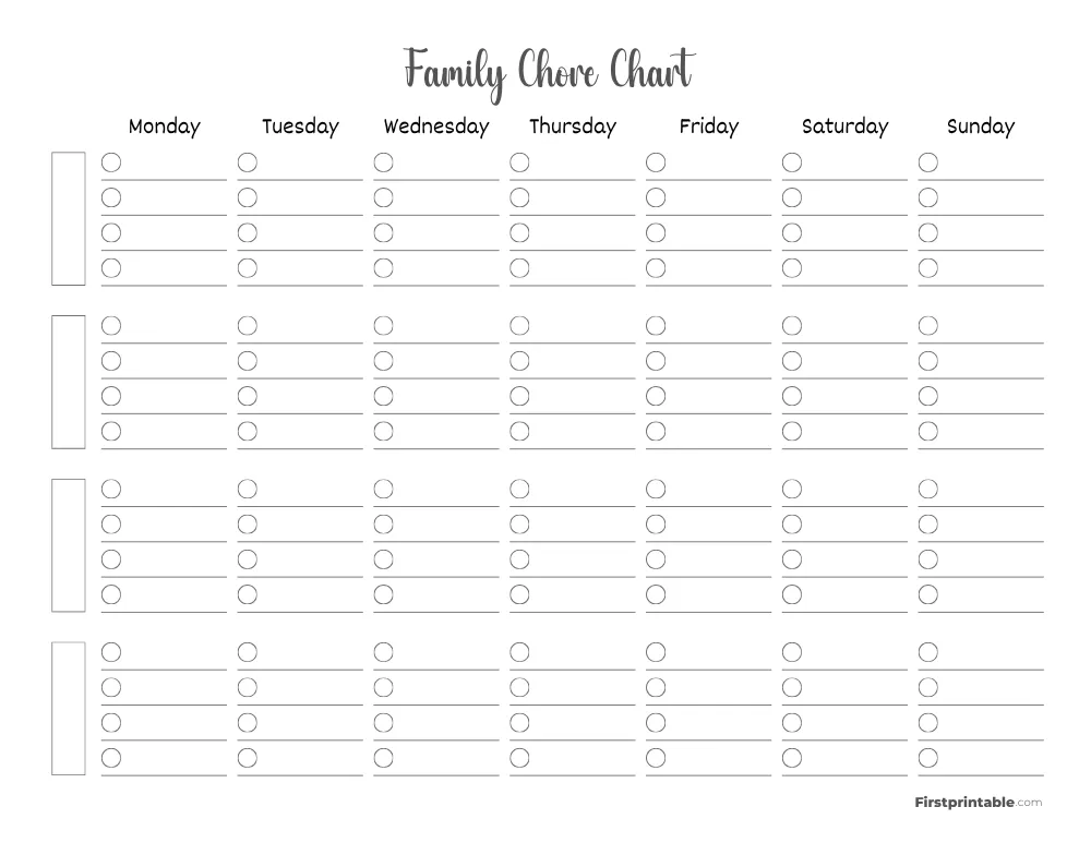 Printable Family Chore Chart Template 02