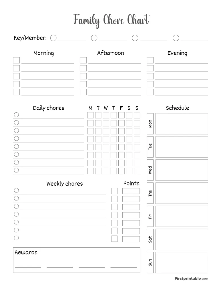 Printable Family Chore Chart Template 03