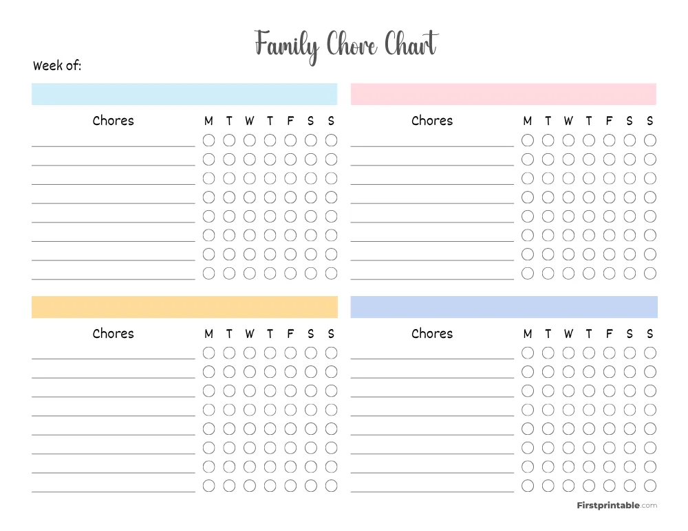 Printable Family Chore Chart Template 04