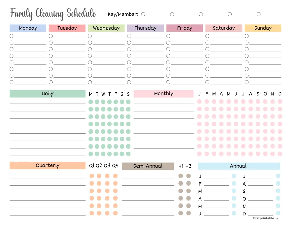 Printable Family Cleaning Schedule Template 03