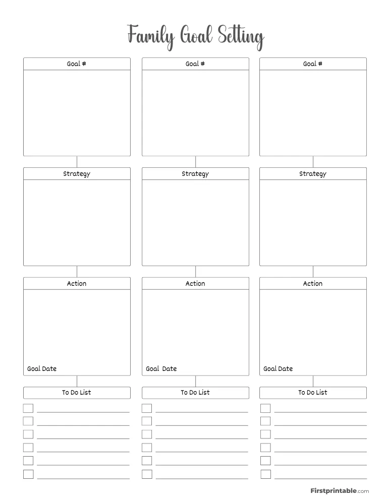 Printable Family Goal Setting
