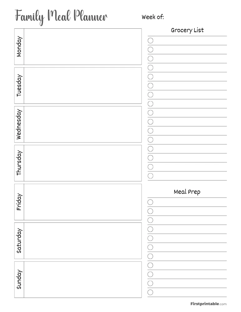 Printable Family Meal Planner Template 02