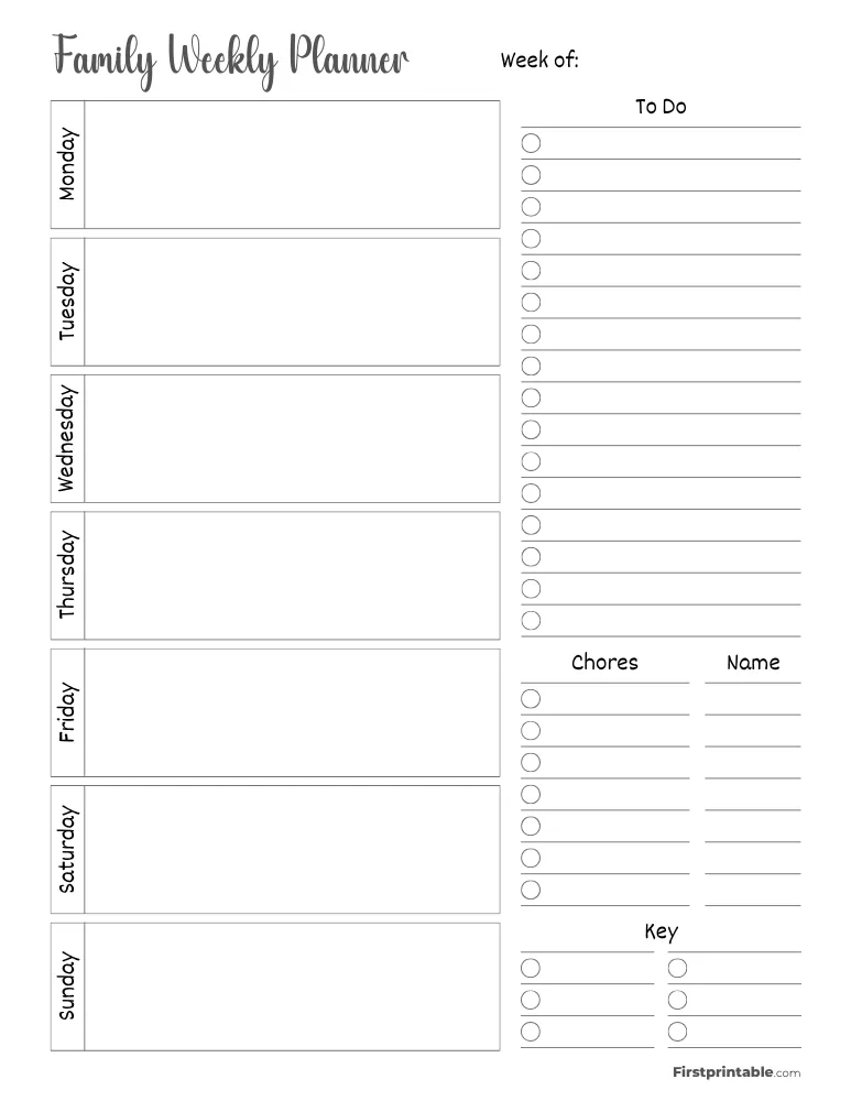 Printable Family Weekly Calendar Template 05