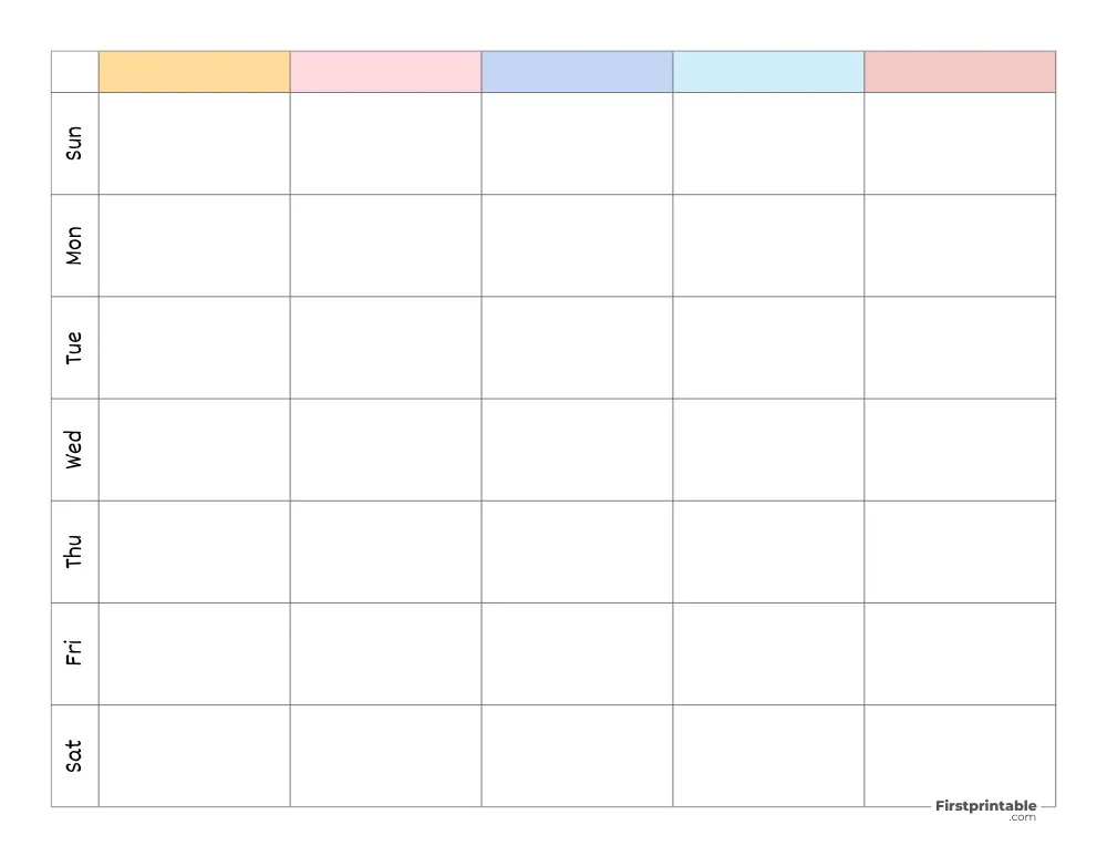 Printable Family Weekly Calendar Template 08