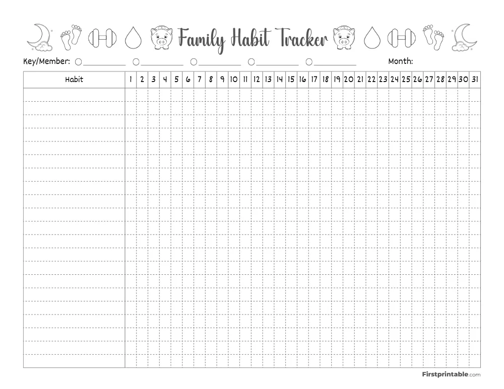 Printable Habit Tracker Template 01